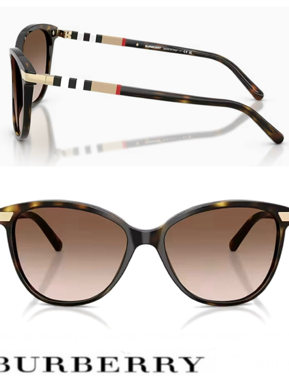 BURBERRY Italy B4216 3002/T3 Cat Eye Brown Gradient Lens Tortoise Frame Sunglass